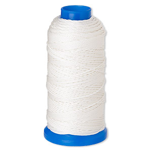 Cord, Griffin, nylon, white, 1mm, 74.8-pound test. Sold per 120-meter  spool. - Fire Mountain Gems and Beads