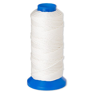 Cord, Griffin, nylon, white, 1.5mm, 99.8-pound test. Sold per 80-meter spool.  - Fire Mountain Gems and Beads