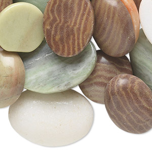 Cabochon mix, multi-gemstone (natural), 15x14mm-40x30mm non-calibrated round and oval, C- grade. Sold per 1/2 pound pkg, approximately 35-40 cabochons.