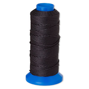 Cord, Griffin, nylon, black, 1.5mm, 99.8-pound test. Sold per 80-meter  spool. - Fire Mountain Gems and Beads