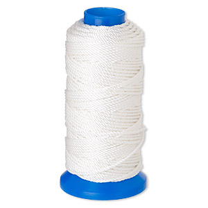 Cord, Griffin, nylon, white, 1mm, 74.8-pound test. Sold per 120-meter  spool. - Fire Mountain Gems and Beads