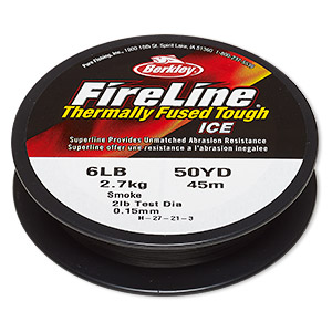 Thread, Berkley&reg; FireLine&reg;, high-modulus polyethylene, smoke, 0.15mm diameter, 6-pound test. Sold per 50-yard spool.