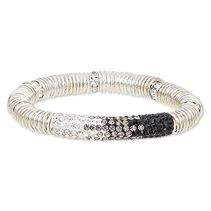 Black polymer stretch bracelet with gold cylinder bead