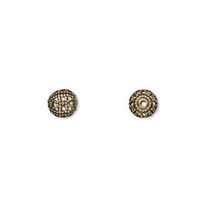 Bead, antique gold-plated brass, 6mm filigree round. Sold per pkg of 100.