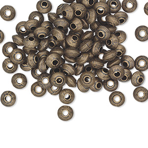 Bead, antique gold-plated brass, 5x3mm smooth saucer. Sold per pkg of 100.
