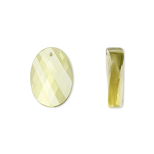 Bead, lemon quartz (heated), 16x12mm hand-cut faceted twisted oval, B grade, Mohs hardness 7. Sold per pkg of 2.
