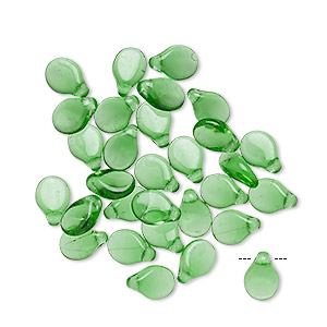 Bead, Preciosa Pip&#153;, Czech pressed glass, transparent emerald green, 7x5mm top-drilled pip. Sold per pkg of 30.
