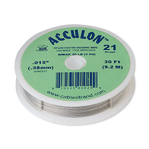 Beading wire, Accu-flex®, nylon and stainless steel, clear, 7 strand,  0.012-inch diameter. Sold per 1,000 ft spool. - Fire Mountain Gems and Beads