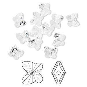 Bead, Crystal Passions&reg;, crystal clear, 10x9mm faceted butterfly (5754). Sold per pkg of 48.