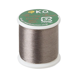 Thread, K.O., waxed nylon, smoke grey, 0.15mm diameter, 4-pound test. Sold  per 55 yard spool. - Fire Mountain Gems and Beads