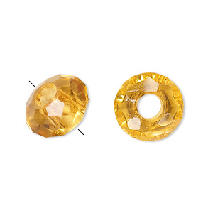 Bead, Dione&reg;, Celestial Crystal&reg;, 32-facet, transparent gold, 14x8mm faceted rondelle. Sold per pkg of 12.