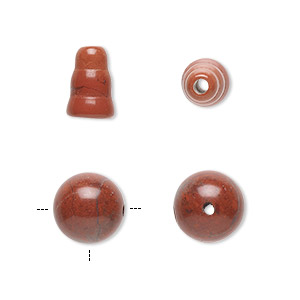 Bead, red jasper (natural), 9x7mm cone and 10mm T-drilled round, B grade, Mohs hardness 6-1/2 to 7. Sold per pkg of (2) 2-piece sets.
