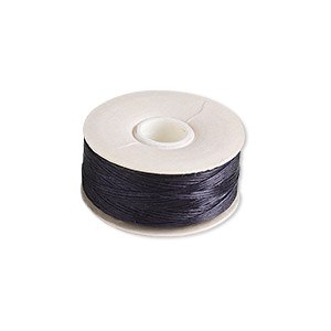 Thread, Nymo&reg;, nylon, black, size B. Sold per 72-yard bobbin.