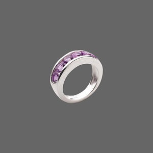 Finger Rings Amethyst Silver Colored