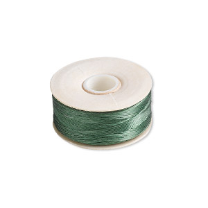 Thread, Nymo&reg;, nylon, green, size B. Sold per 72-yard bobbin.