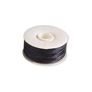Thread, Nymo&reg;, nylon, black, size D. Sold per 64-yard bobbin.