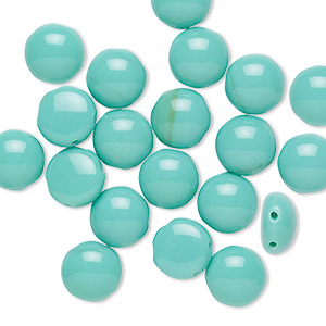 Bead, Preciosa Candy&#153;, Czech pressed glass, opaque turquoise, 8mm candy with (2) 0.8-0.9mm holes. Sold per pkg of 20.