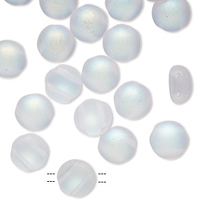 Bead, Preciosa Candy&#153;, Czech pressed glass, translucent matte clear AB, 8mm candy with (2) 0.8-0.9mm holes. Sold per pkg of 20.