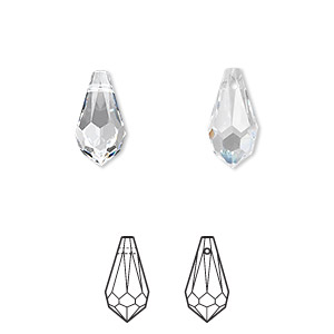 Drop, Crystal Passions&reg;, crystal clear, 13x6.5mm faceted teardrop pendant (6000). Sold per pkg of 24.