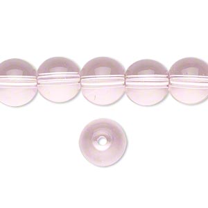 Bead, glass, pink, 10mm round. Sold per 36-inch strand.