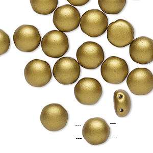 Bead, Preciosa Candy&#153;, Czech pressed glass, opaque satin bronze, 8mm candy with (2) 0.8-0.9mm holes. Sold per pkg of 20.