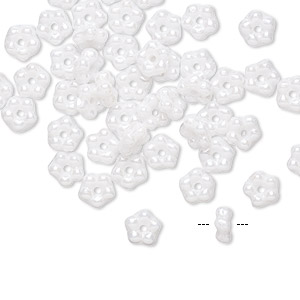 Bead, Preciosa, Czech pressed glass, opaque alabaster snow white, 5x2mm forget-me-not flower. Sold per pkg of 50.