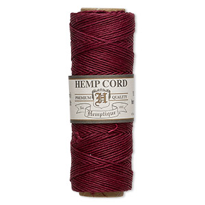Cord, Hemptique&reg;, polished hemp, burgundy, 0.5mm, 10-pound test. Sold per 205-foot spool.