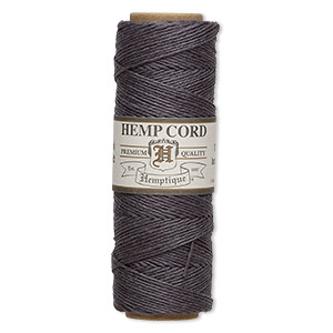 Cord, Hemptique&reg;, polished hemp, grey, 0.5mm, 10-pound test. Sold per 205-foot spool.