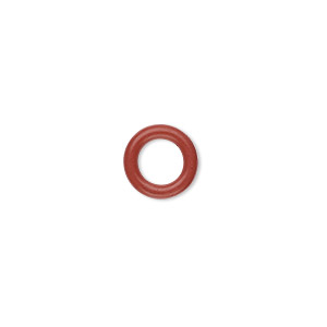 Component, Oh! Ring&#153;, rubber, red-orange, 10mm round with 6mm hole. Sold per pkg of 300.