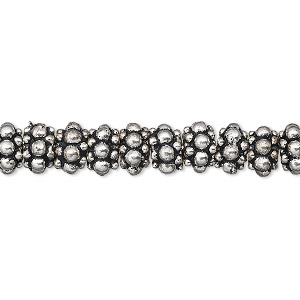 Bead, antique silver-plated copper, 7x5mm beaded rondelle. Sold per 1-troy ounce pkg, approximately 30-35 beads.