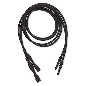 Necklace cord, silicone, opaque black, 2.2-2.5mm wide, 18 inches with snap closure. Sold per pkg of 4.