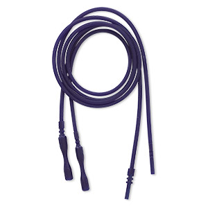 Necklace cord, silicone, opaque purple, 2.2-2.5mm wide, 18 inches with snap closure. Sold per pkg of 4.