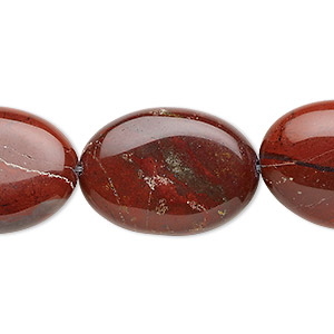 Bead, red rainbow jasper (natural), 25x18mm flat oval, B grade, Mohs hardness 6-1/2 to 7. Sold per 15-1/2&quot; to 16&quot; strand.