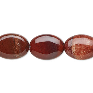 Bead, red rainbow jasper (natural), 18x13mm flat oval, B grade, Mohs hardness 6-1/2 to 7. Sold per 15-1/2&quot; to 16&quot; strand.