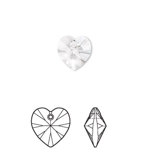 Drop, Crystal Passions&reg;, crystal clear, 10mm heart pendant (6228). Sold per pkg of 24.