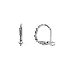 Ear wire, gunmetal-plated brass, 14mm leverback with open loop. Sold per pkg of 50 pairs.