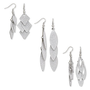 Earring mix, stainless steel / silver-plated brass / steel