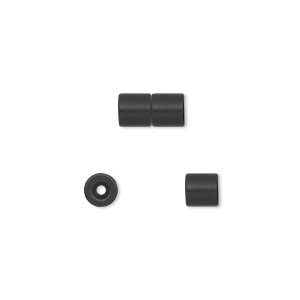 Clasp, magnetic barrel, steel and epoxy, black, 10x5mm round tube with 1mm inside diameter. Sold per pkg of 4.