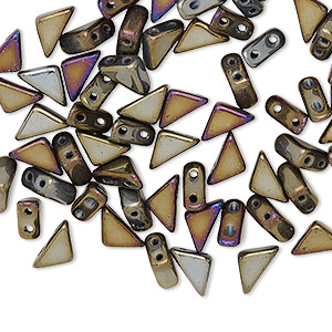 Bead, Tango&#153;, Czech pressed glass, opaque jet iris brown, 8x6x6mm triangle with (2) 0.7-0.8mm holes. Sold per 10-gram pkg, approximately 65 beads.