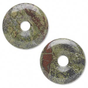 Focal, dragon blood jasper (natural), 30mm round donut, B grade, Mohs hardness 6-1/2 to 7. Sold per pkg of 2.