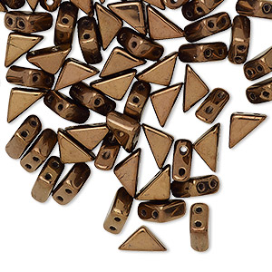 Bead, Tango&#153;, Czech pressed glass, opaque jet dark bronze, 8x6x6mm triangle with (2) 0.7-0.8mm holes. Sold per 10-gram pkg, approximately 65 beads.