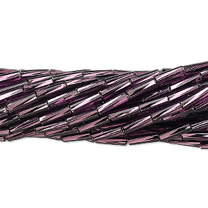 Bugle bead, Preciosa Ornela, Czech glass, silver-lined translucent violet, 6x2mm twisted. Sold per 1/2 kilogram pkg.