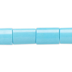 Bead, magnesite (dyed / stabilized), blue, 14x10mm rectangle, B grade, Mohs hardness 3-1/2 to 4. Sold per 16-inch strand.