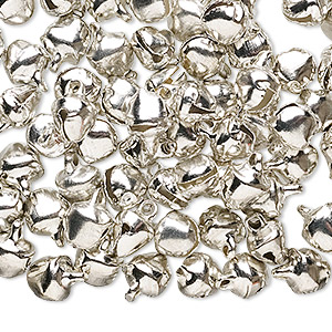 Bell, silver-plated steel, 6mm round. Sold per pkg of 100.