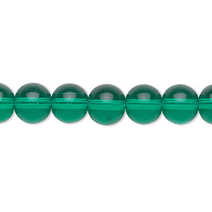 Bead, glass, malachite green, 8mm round. Sold per 36-inch strand.