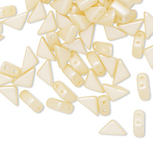 Bead, Tango&#153;, Czech pressed glass, opaque alabaster cream airy pearl, 8x6x6mm triangle with (2) 0.7-0.8mm holes. Sold per 50-gram pkg, approximately 340 beads.
