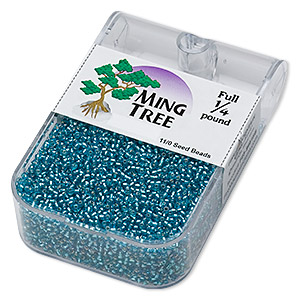 Seed bead, Ming Tree&#153;, glass, silver-lined translucent turquoise blue, #11 round. Sold per 1/4 pound pkg.