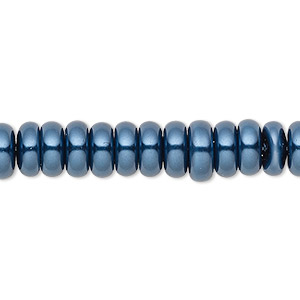 Bead, Celestial Crystal&reg;, crystal pearl, dark blue, 8x3mm rondelle. Sold per pkg of (2) 15-1/2&quot; to 16&quot; strands, approximately 220 beads.