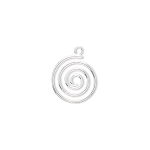 Drop, sterling silver, 15x14mm spiral. Sold per pkg of 2.