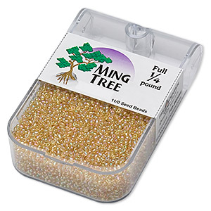 Seed bead, Ming Tree&#153;, glass, transparent rainbow tan, #11 round. Sold per 1/4 pound pkg.